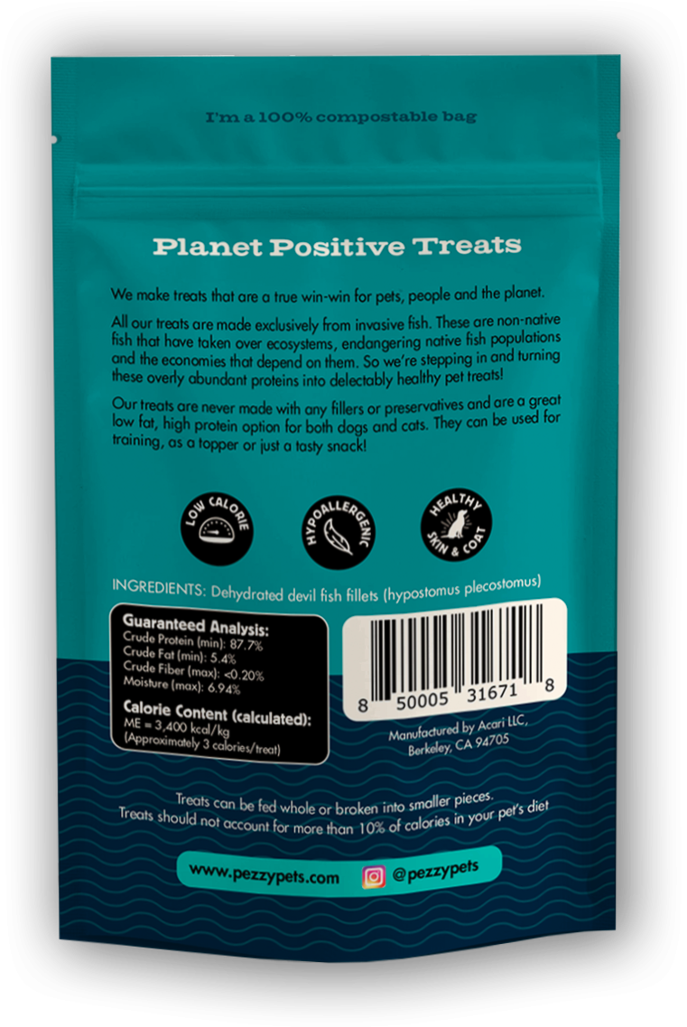 Pezzy Pets Devil Fish Strips Treats Bag, Single Ingredient