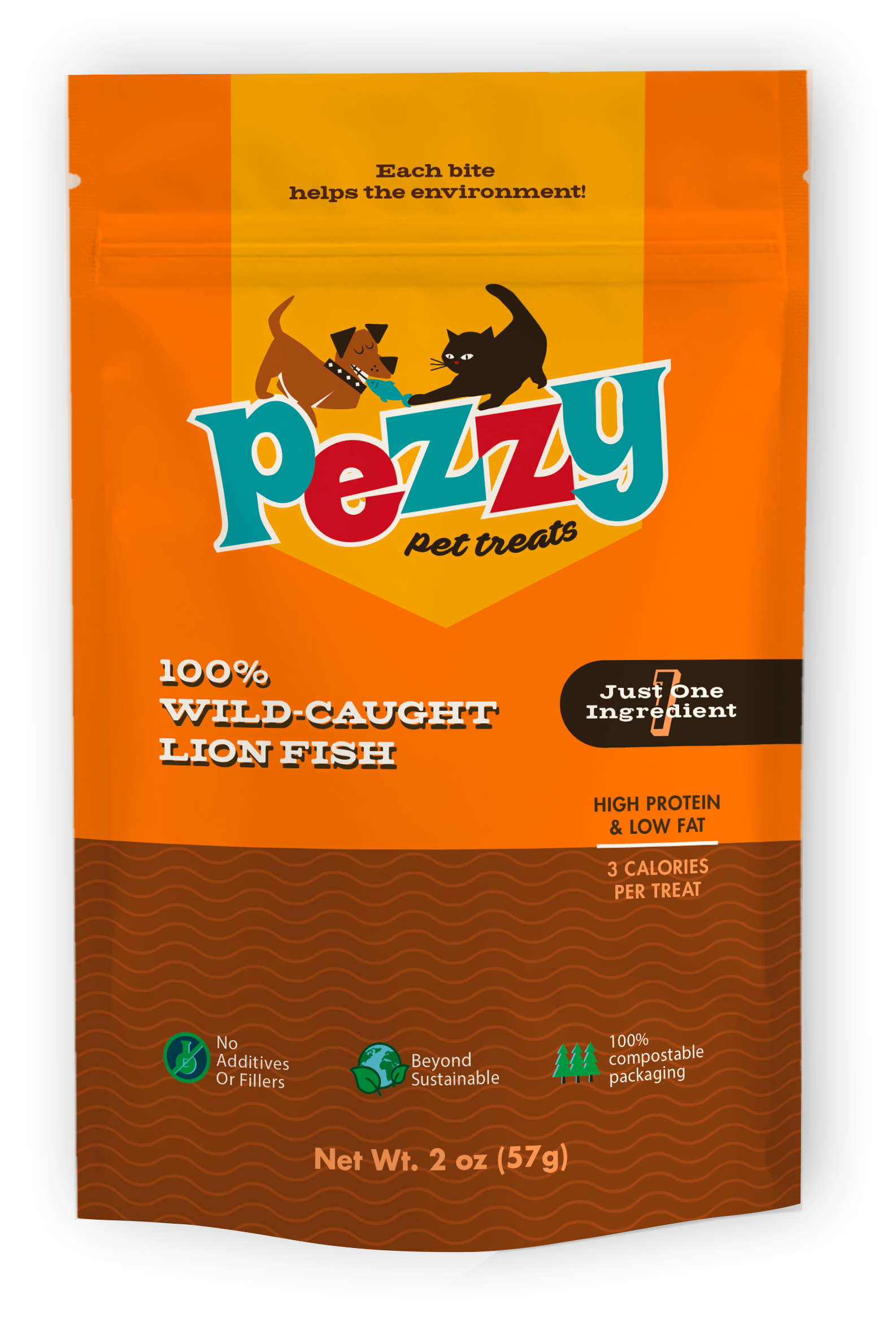 Pezzy Pets Lionfish Sticks Treats Bag, Single Ingredient