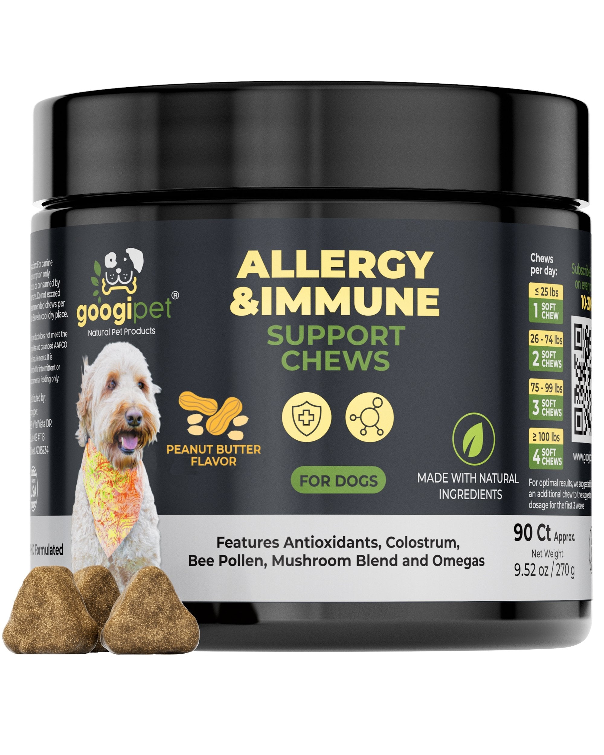 Allergy & Immune Support Chews for Dogs (Peanut Butter Flavor)