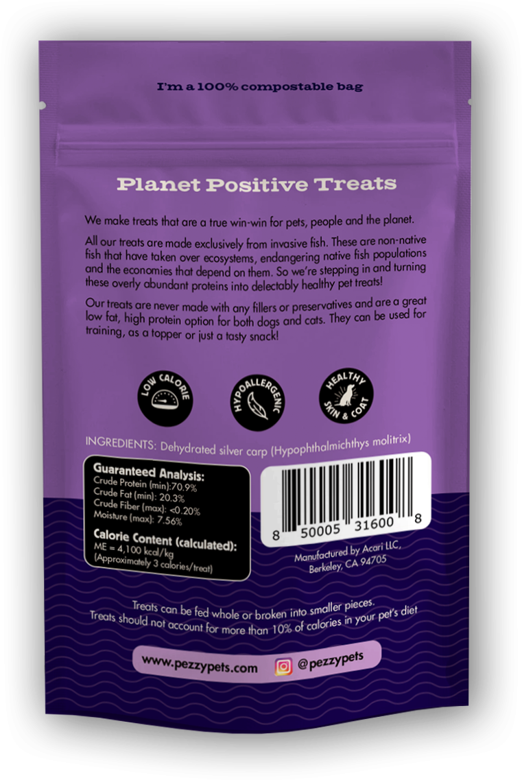 Pezzy Pets Silver Carp Chips Treats Bag, Single Ingredient