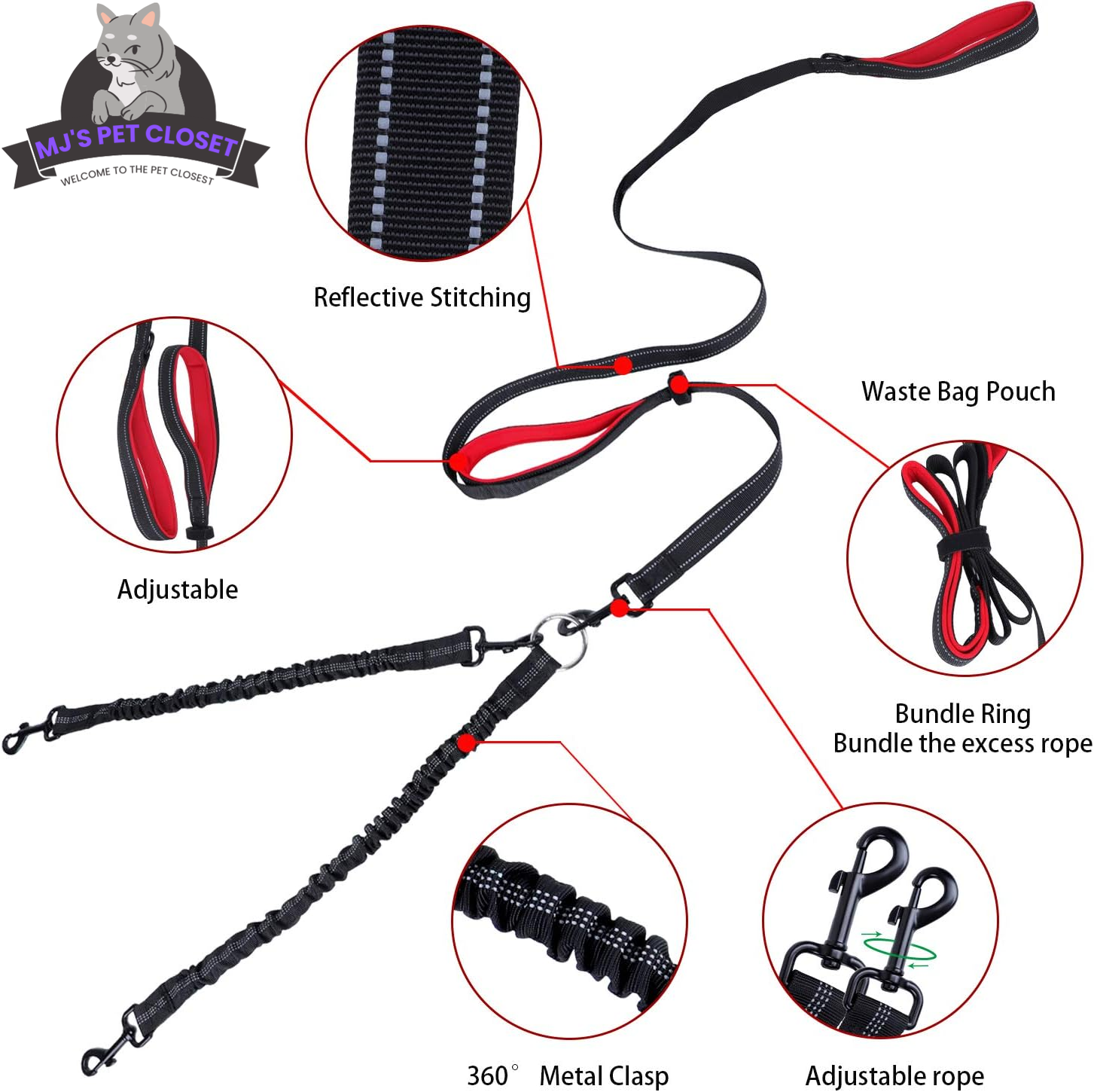 360° Swivel Double Dog Leash